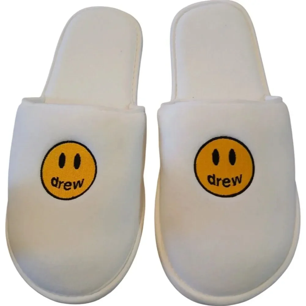 Drew House Justin Bieber Mascot Slippers Size L/XL White Polar Fleece Slipper